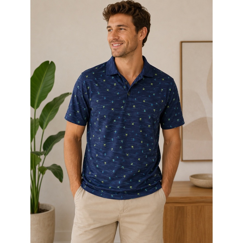 Haggar Palm Tree Polo Athleisure Golf Tennis Pickleball Sporty Preppy‎ Active